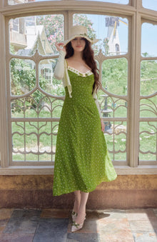 Grass Floral Drape Dress