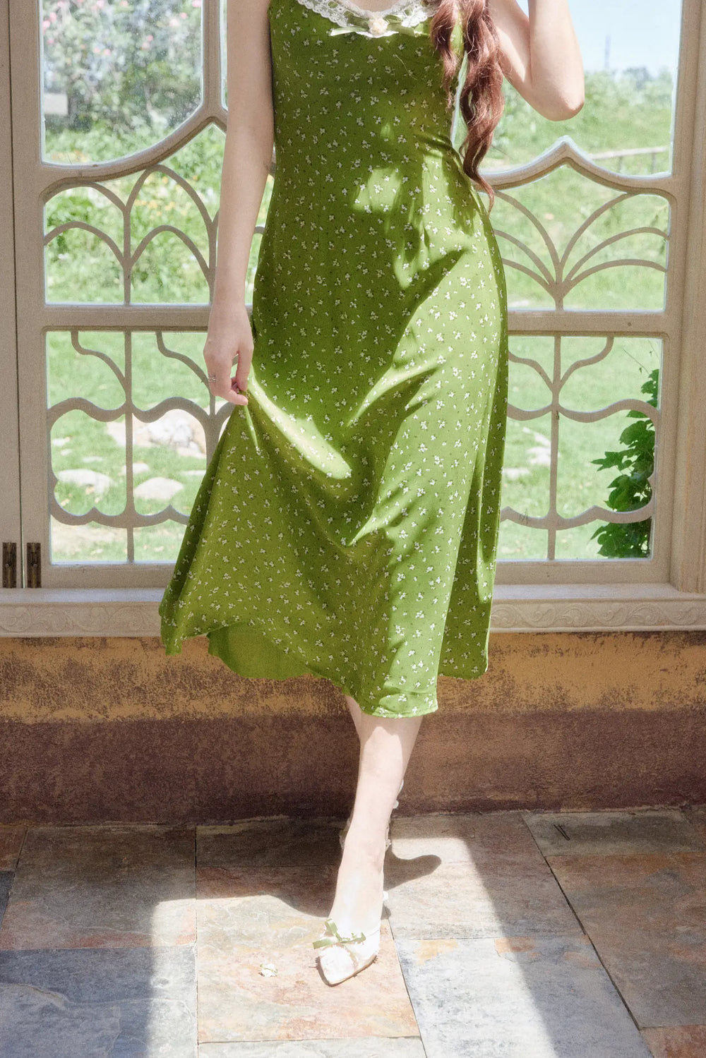 Grass Floral Drape Dress